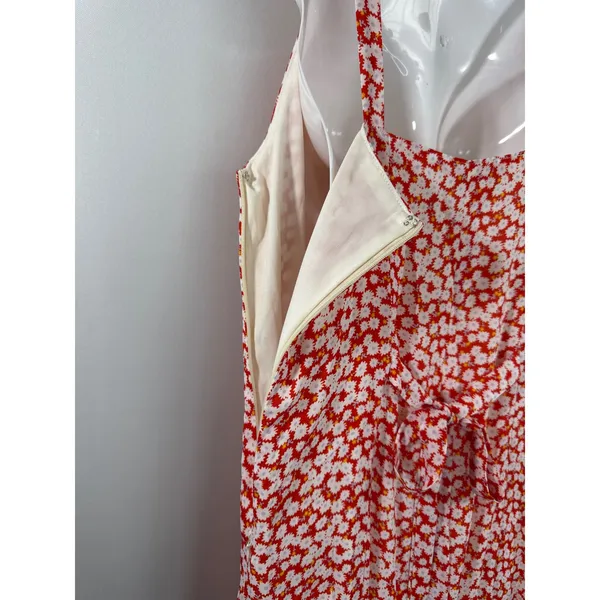 Lulus‎ Red Floral Daisy Ruffle Midi Dress Women Small Cottagecore Boho Romantic - Image 7