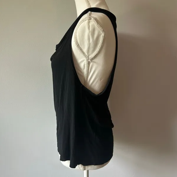 By Anthropologie Cowl Neck Black Soft Modal Blend Blouse Top Size Large - Image 2