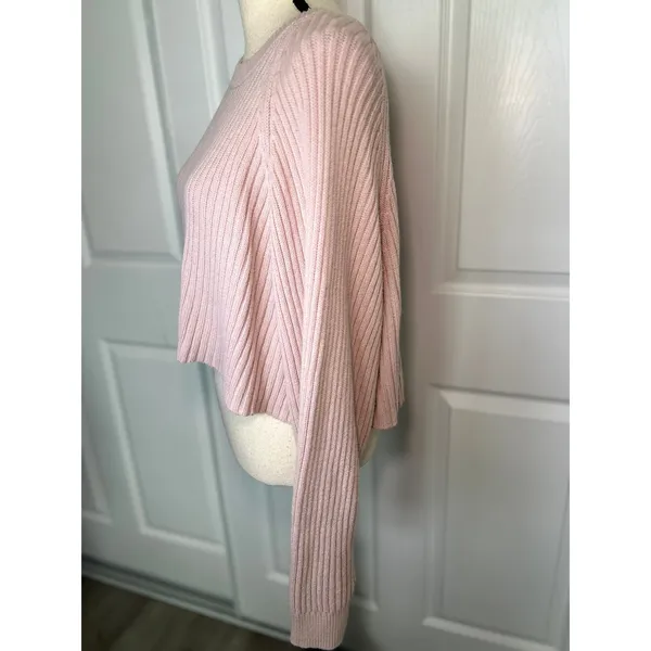 Aeropostale Pink Ribbed Knit Cropped Sweater‎ Long Sleeve Women's XL - Image 2