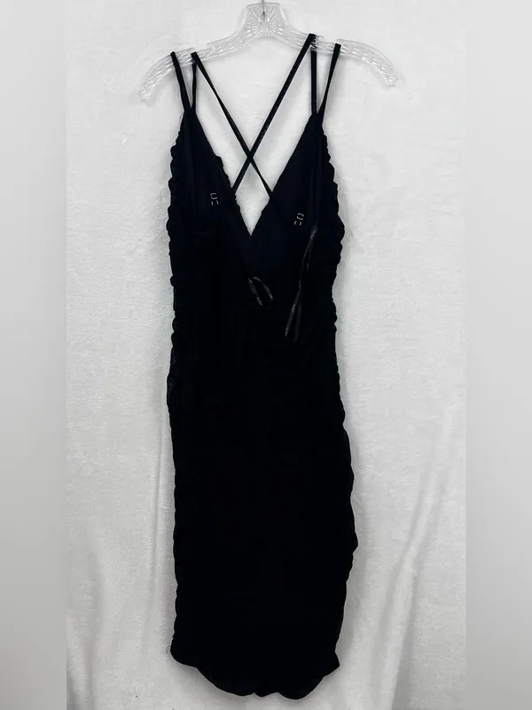 Papaya Black Ruched Spaghetti-Strap Mini Dress 0127 - Image 6