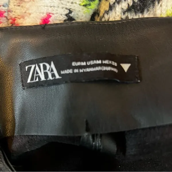Zara Faux Leather High Waist Black Mini Skirt Moto Whimsygoth Edgy Goth Size M - Image 7