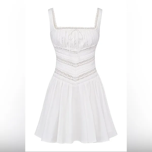 HOUSE OF CB 'Tiffani' White Lace Trim Mini Dress - Image 3