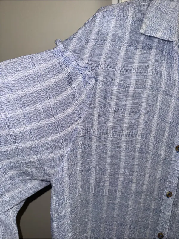 Free People Pale Blue Striped Button-Down Shirt - Image 4