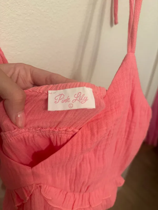 Pink Lily Coral Tie-Strap Mini Dress - Image 3