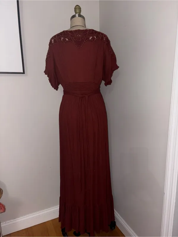 Free People Colette Maxi Dress Size Small Retail $198 Cinnamon - Image 8