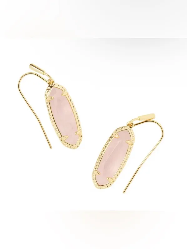 Kendra Scott Eva 14K Gold Over Brass Drop Earrings & Necklace-Rose Quartz - Image 9