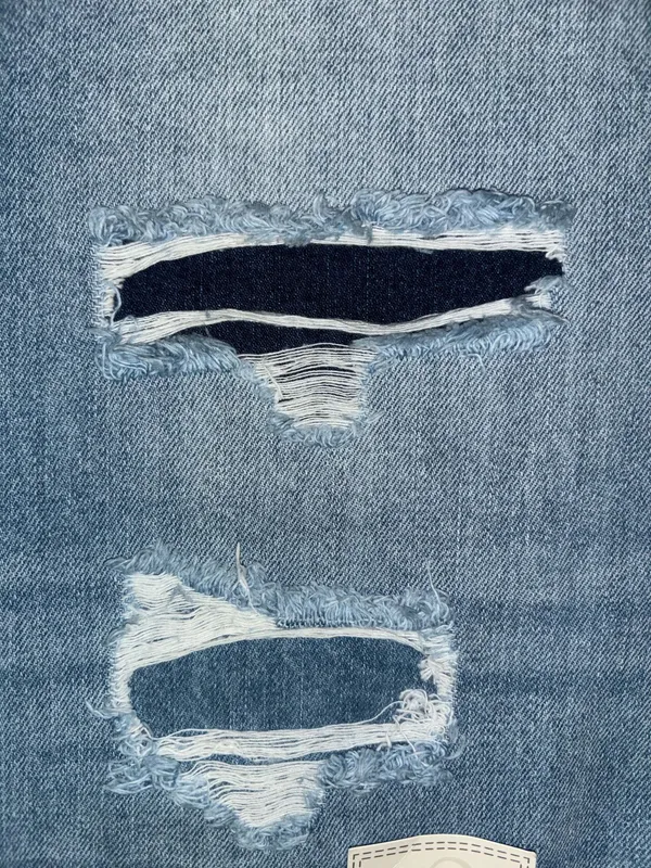 Cato est 1946 Denim Jean Skirt Raw Hem Patched Women's Size 12 Stretch Pockets - Image 7