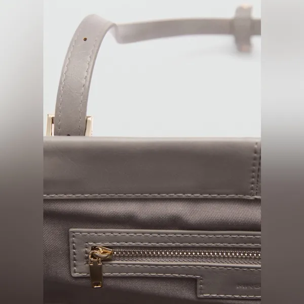 Mango MNG - gray top handle shoulder faux leather bag - Image 4