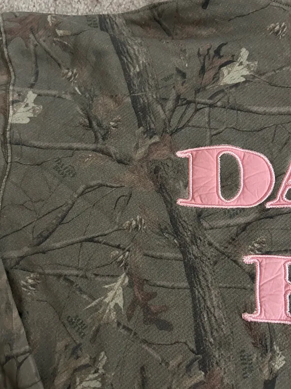 Dairy Boy The Boyfriend Hoodie Evergreen Camo/Pink Appliqué Women's Size Large - Image 4