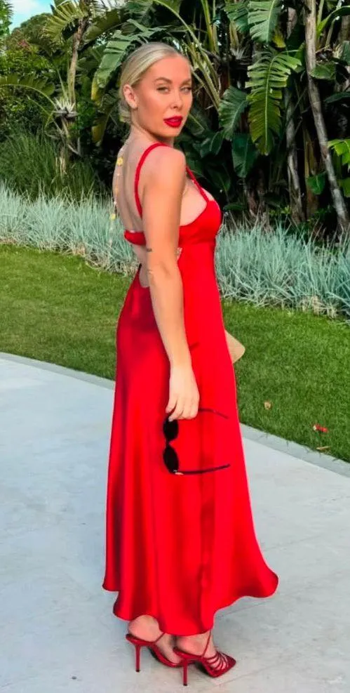 ZARA dress classic red satin effect cut out open back midi maxi party wedding - Image 2