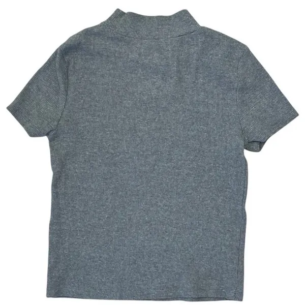 SO Juniors M Mock Neck Crop Tee Ribbed Heather Gray - Image 2