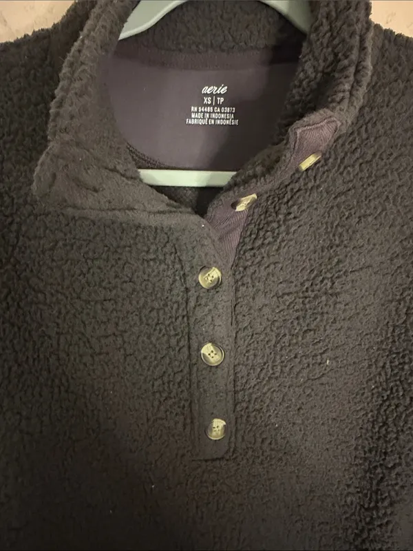 aerie Brown Sherpa Snap-Front Pullover - Image 3