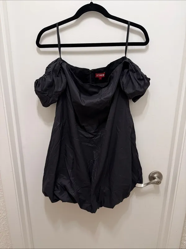 Staud Black Bubble Mini Dress - Image 2