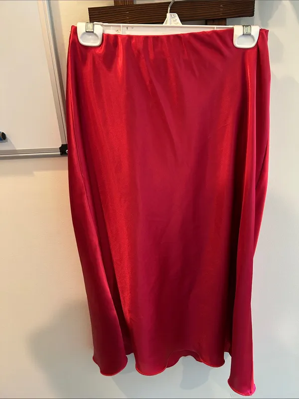 Nicole Miller Hot Pink Satin Midi Slip Skirt - Image 5