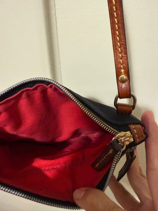 Dooney & Bourke Black Nylon Crossbody with Brown Leather Trim and Gold Hardware - Image 7
