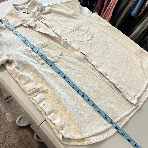 Madewell Cream Cotton Button Side Oversized Shirt Size Medium - Image 10
