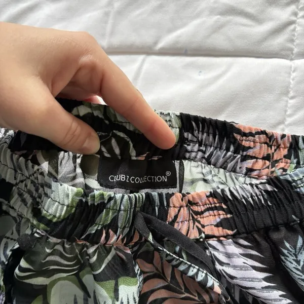 Womens Wide Leg Floral‎ Tropical Beach Summer Cover Up Flowy Drawstring Green - Image 6