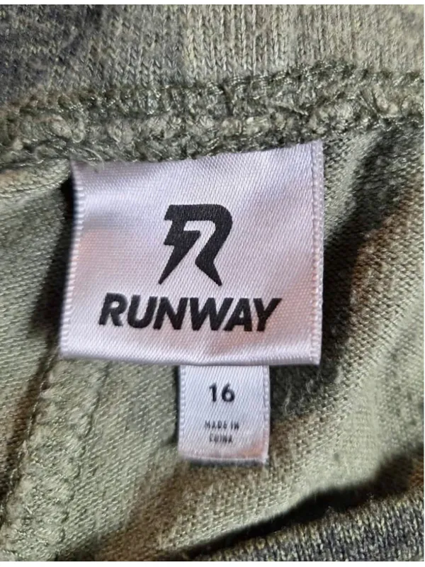 Runway Women’s Camo Contrast Ribbed Panel Joggers Drawstring Green 16 W-230 - Image 4