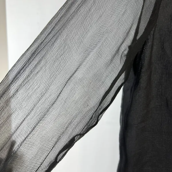 Chloé Size S 4 Blouse Black Semi Sheer Button Up Metallic Copper Sequin‎ Collar - Image 4