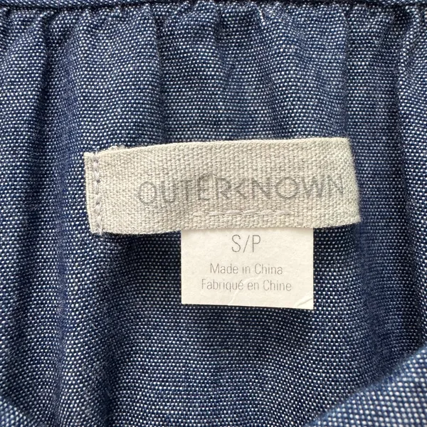 Outerknown Button Front Blouse Small Blue Chambray Coastal Boho Sustainable Top - Image 8