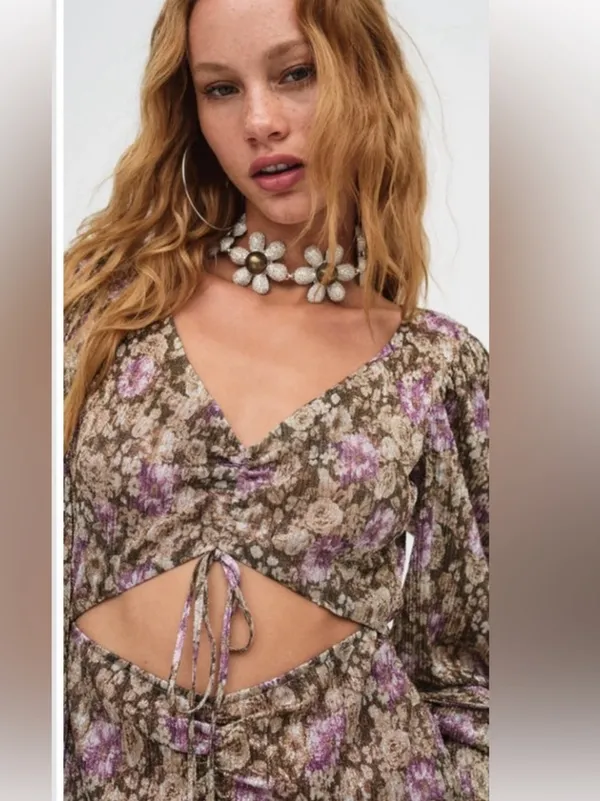 For Love & Lemons Lavender Wynne Floral Cutout Maxi dress NWT - Image 2