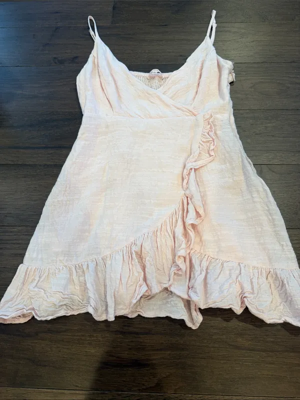PacSun Lottie Moss Pastel Pink Ruffle Wrap Mini Dress - Size XS - C33-083 - Image 4