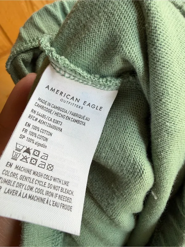 American Eagle Sage Green Wide Leg Pull On Pants Elastic Drawstring Waist XL - Image 6