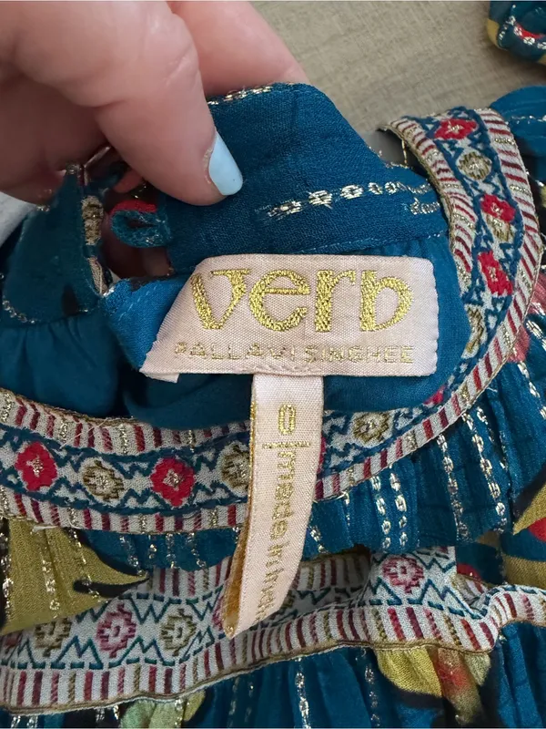 Anthropologie Verb Eulalia Shimmer Tunic Dress Hawaiian Blue Boho Cocktail Dress - Image 7