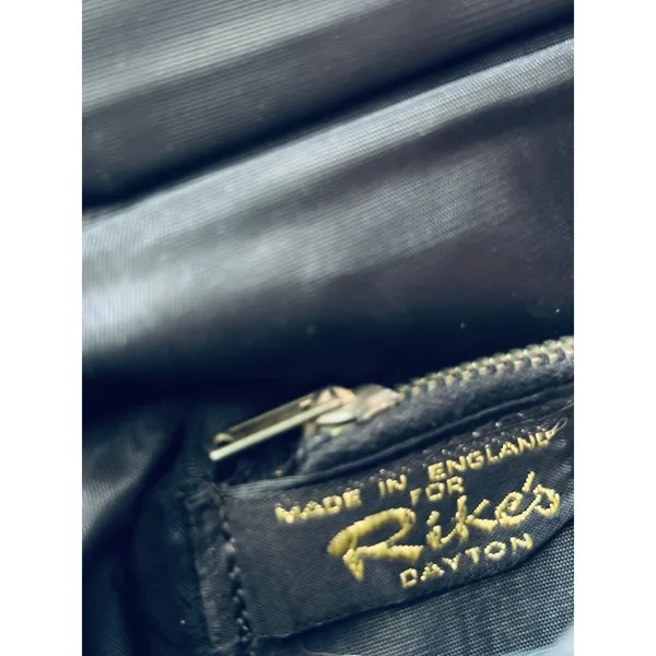 Vintage Black Leather Clutch Purse 1950s 60s made in England Rikes Dayton Ohio - Image 2