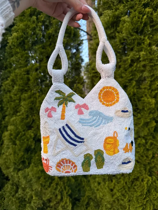Beachy Beaded Bag White - Image 3