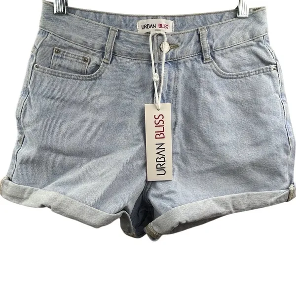 Urban Bliss Women's High Rise Denim Shorts Light Wash Blue Size‎ 4 Casual Summer - Image 2