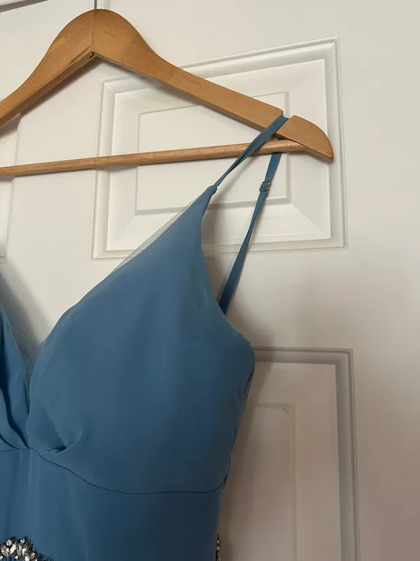 Azazie Steel Blue Bridesmaid Dress - Image 8