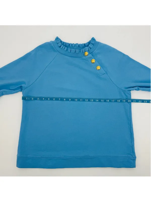NWOT Talbots Cornflower Blue Sweatshirt with Gold Buttons, Size M - Image 7
