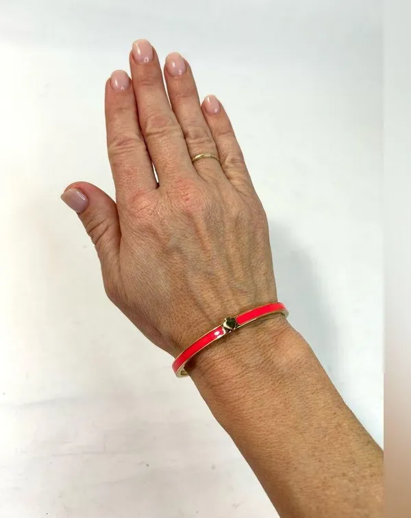 Kate Spade New York Spade Bangles Thin Enamel Hinge Bangle Bracelet Bright Rose - Image 7