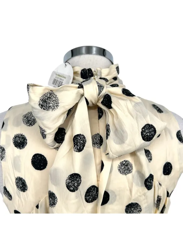 Urban Daizy Maeve Retro Polka Dot Sleeveless Dress Cream Black Size Medium NWT - Image 5