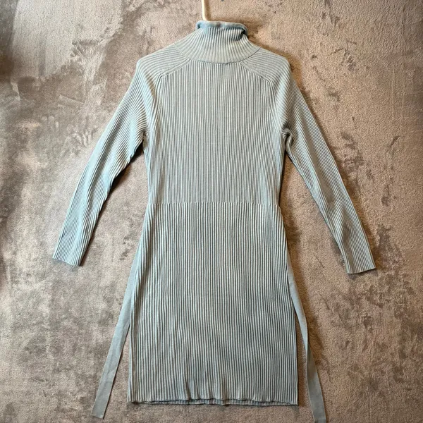 Etcetera Ribbed Knit Midi Sweater Dress Size Large Wool Blend Blue‎ New *Flawed - Image 4