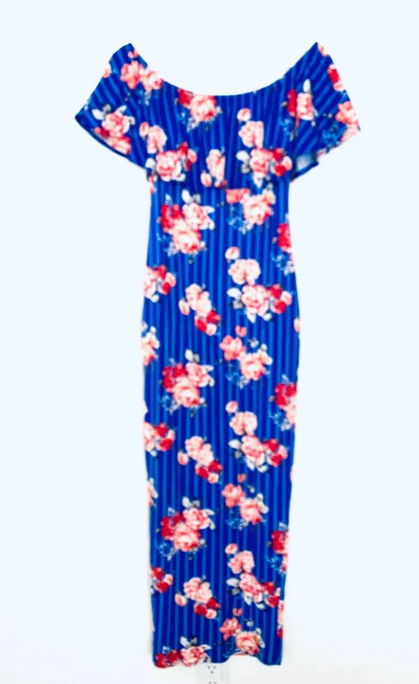 Blue Floral Maxi Dress Multiple Size M - Image 2