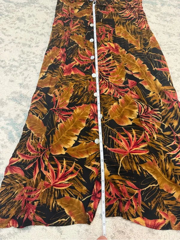 California Krush Vintage Tropical Print Rayon Maxi Dress M - Image 6