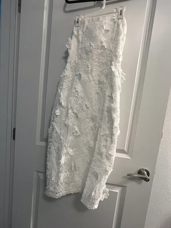Lulus White 3D Embroidered Floral Dress - Image 3