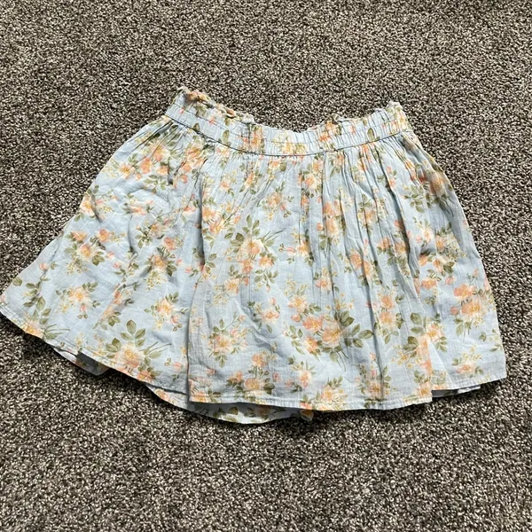 American Eagle blue, peach and green floral mini skirt S - Image 3
