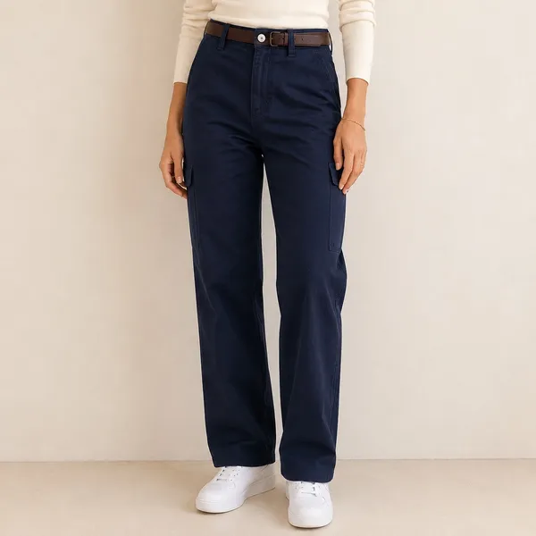 Aritzia TNA Navy Blue Utility Pants 100% Cotton Size 2 - Image 2