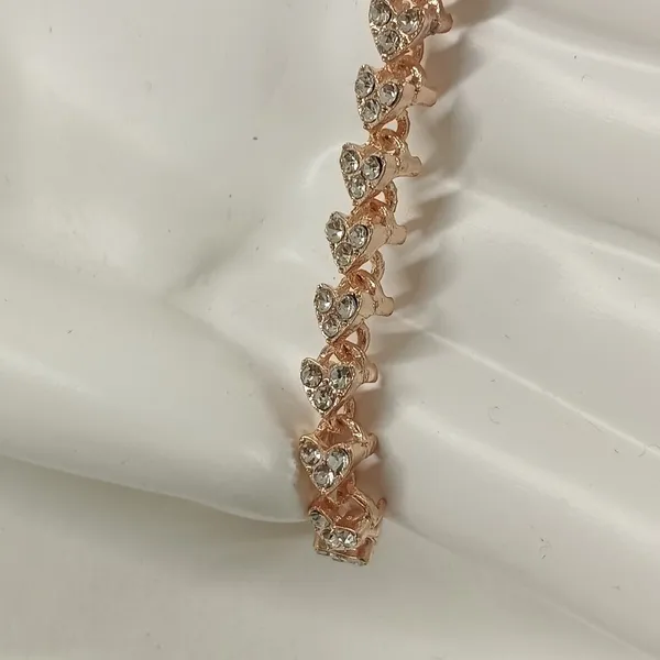 Rose Gold Heart Link Bracelet with Crystal Accents - Image 2