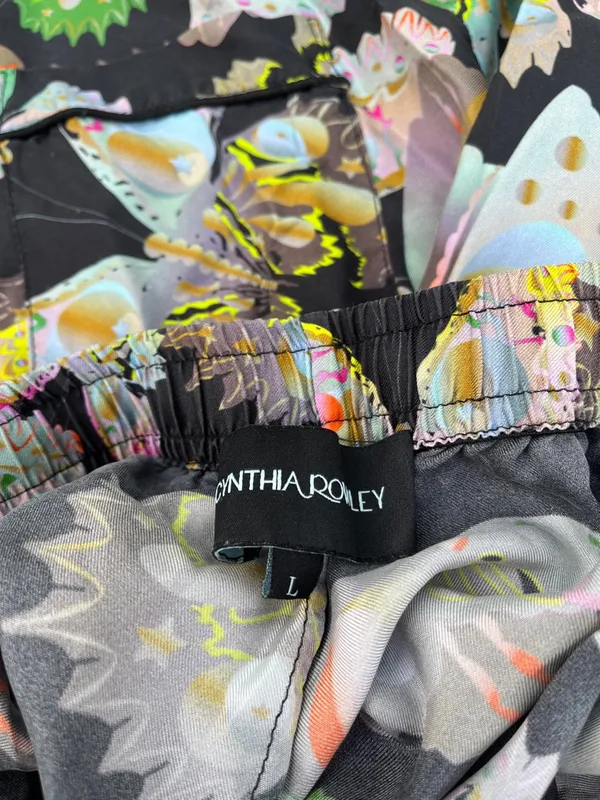 Cynthia Rowley Black Floral Butterfly Print Two-Piece Set - Image 2
