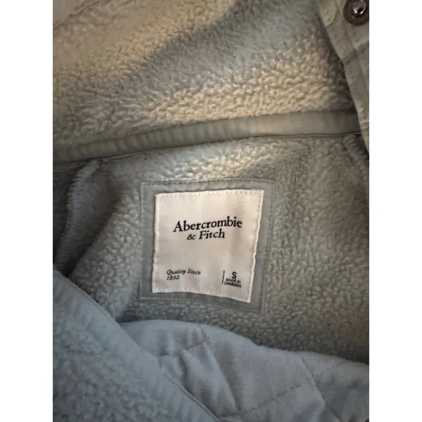 Abercrombie Fitch Fleece Pullover Quilted Snap Neck Mock Neck Light Green Size S - Image 3