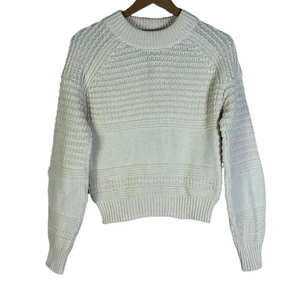 Universal Thread Cotton Knit Sweater Womens XS Cream Cozy Clean Girl Minimalist - Image 2