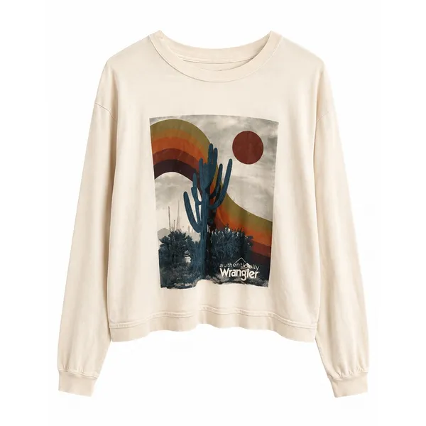 Wrangler‎ T-shirt All Terrain Gear Desert Graphic Long Sleeve Western Boho Small - Image 2