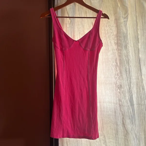 Aerie Ribbed Corset Bodycon Mini Dress‎ in Hot Pink Neon Size M - Image 3