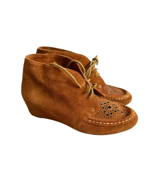 STEVE MADDEN Hazelton Tan Suede Wedge Boots Booties Size 6.5 - Image 4