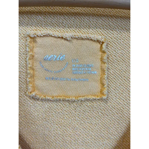 Aerie Oversized V Neck Yellow Soak It Up Tropical Sweatshirt‎ Beachy L - Image 3
