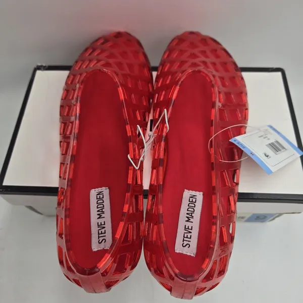 Steve Madden Codi Red Jelly Flats Women’s Size 9 Caged Latice Slip On Shoes NWT - Image 5